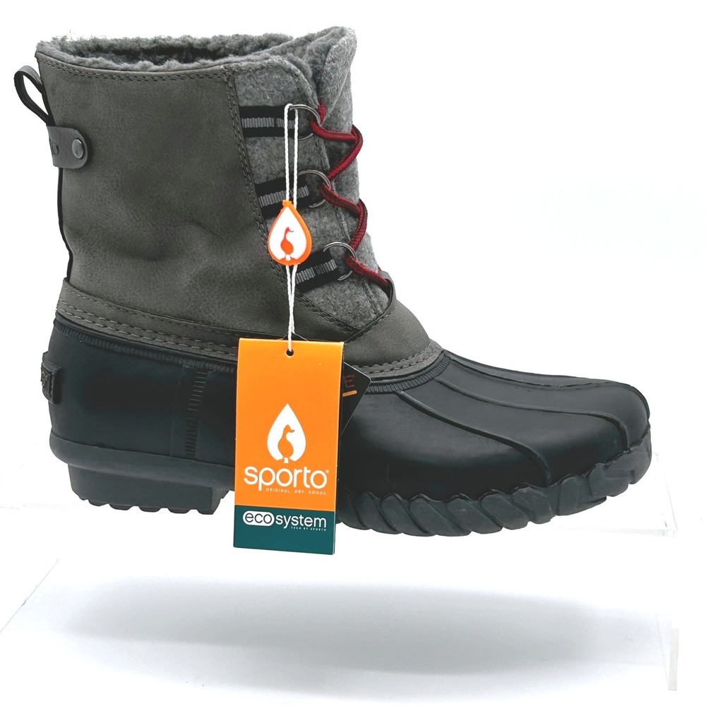 Sporto Size 6 Waterproof Duck Boots Winter Snow Booties NEW NINA Gray Black $79
